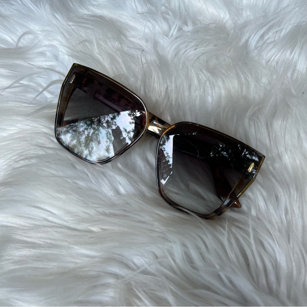 Tortoiseshell Large Square Cat Eye Sunglasses - image 1